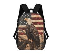 sinyumoney American Flag Eagle Art Print-2 Children's School Backpack Fashion Casual 17inch 3D Printed School Bags Boy School Backpack Large Backpack