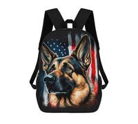 sinyumoney American Flag German Shepherd Kids Backpack,School Backpack Kids School Bag 3D Printed Cartoon Large Capacity Backpack for Kids Boys And Girls 17inch
