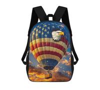 sinyumoney American Flag Hot Air Balloon Backpack School Bag Lightweight Casual Daypack School Backpacks for Teenage Girls Boys Women Men 17inch