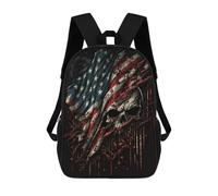 sinyumoney American Flag Skull Artwork-3 School Backpack Rucksack Casual Daypacks School Work Travel Bag for Campus Outdoor Travel Sports 17inch