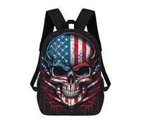 sinyumoney American Flag Skull Artwork-4 School Bag 3D Printed Children's School Backpack Casual Fashion Travel Backpacks for Kids School Students 17inch