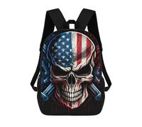 sinyumoney American Flag Skull Artwork-5 Backpack Cartoon Plush Bag, 3D Backpack for Kids School Bag Birthday Gift Idea for Boys And Girls 17inch