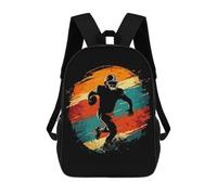 sinyumoney American Football Player Silhouette Rucksacks 3D Printed Children 17inch Backpacks Fashion Casual Daypack Travel Bags Outdoor Casual Daypack for Boy And Girl