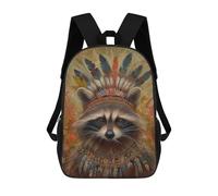 sinyumoney American Indian Raccoon Backpack School Bag Rucksack for Girls Boys Backpacks Large Capacity Kids Back Pack Lightweight School Bags for Children Students 17inch
