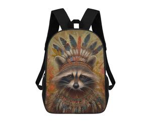 sinyumoney American Indian Raccoon Rucksack Daypacks Business Backpack Water Resistant Bookbag for Men/Women 17inch