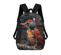 sinyumoney American Robin Headphones Backpack School Bag Water Resistant Travel Backpack Computer Bag for Teenage Girls Boys Women Men 17inch