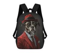 sinyumoney American Staffordshire Terrier Suit And Hat Backpacks Kids School Backpack Fashion School Bag 3D Printed School Bag for Boys Elementary And Middle School Students 17inch