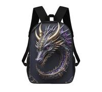 sinyumoney Amethyst Dragon Portrait Backpacks 3D Printed 17inch Kids School Backpack Outdoor Casual Daypack Casual Travel Bags for Middle School Students