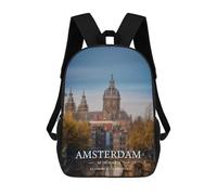 sinyumoney AMSTERDAM Backpack Kids School Bag Boys Cartoon 3D Print Students Schoolbag Laptop Daypack for Boys Girls 17inch