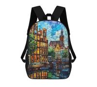 sinyumoney Amsterdam Canal Glow Children's Backpacks School Backpack 3D Printed Backpack for Kids Travel Rucksacks Book Bags Kids School Bag 17inch