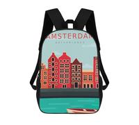 sinyumoney Amsterdam Netherlands Children's School Backpack 3D Printed for Kids Travel Rucksacks Book Bags Kids School Bag 17inch