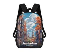 sinyumoney Amsterdam Netherlands Cityscape Art School Backpack Business Laptop Rucksack Bag Unisex Casual Daypack for Men/Women 17inch