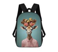 sinyumoney An Giraffe with Curly Hair Backpacks Kids School Backpack School Bag 3D Printed School Bag for Boys Elementary And Middle School Students 17inch