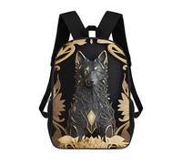 sinyumoney Ancient Black Golden Wolf Children's 17 Inch School Backpack 3D Printed Cool Knapsack for Kids Travel Rucksacks Book Bags Kids School Bag