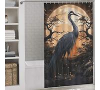 sinyumoney Ancient Black Stork Anti-Mould Proof Resistant Quick Drying Proof Resistant Soft Fabric Hotel Shower Curtain for Bathtub Shower Stall 53.54x70.87Inch（136x180cm）