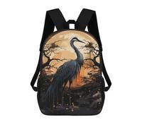 sinyumoney Ancient Black Stork School Bags High Secondary School Bags Casual Backpack for Camping Outdoor Adventures And Daily Travel 17inch
