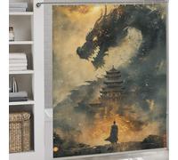 sinyumoney Ancient Chinese Dragon Anti-Mould Proof Resistant Quick Drying Proof Resistant Shower Curtains Set with 12 Hooks for Kids Women Men 69.69x70.87Inch（177x180cm）