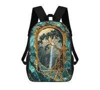 sinyumoney Ancient Gateway of Gold Backpack with Pocket 3D Printed Backpacks, Travel Rucksacks Book Bags Kids School Bag 17inch