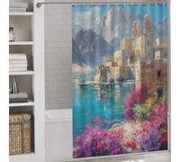 sinyumoney Ancient Monastery by The Lake Anti-Mould Proof Resistant Quick Drying Proof Resistant Bath Curtains for Shower for Bathroom Wet Room 56.30x70.87Inch（143x180cm）