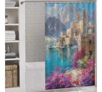 sinyumoney Ancient Monastery by The Lake Shower Curtain Anti Mould Quick Drying Proof Resistant Shower Curtain for Bathroom for Home Bathroom Toile Hotel Decor 53.54x70.87Inch（136x180cm）