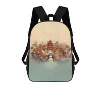 sinyumoney Ancient Town Backpack 3D Print Kids Bag Elementary Students Daypack Lightweight School Bag for Children Girls Boys Nursery Lunch Pack 17inch