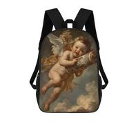sinyumoney Angel 3D Printed Children's School Backpack for Kids High Capacity Travel Rucksacks Book Bags Kids School Bag Back Pack 17inch