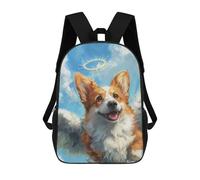 sinyumoney Angel Dog Painting Backpack School Lightweight Airport College Students Back Pack for School/Work/Travel 17inch