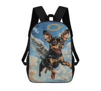 sinyumoney Angel Dog Painting with Wings 3D Printed Children's School Backpack for Kids High Capacity Travel Rucksacks Book Bags Kids School Bag Back Pack 17inch