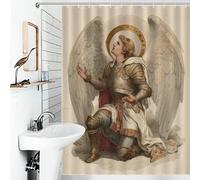 sinyumoney Angel in Armor Praying Bath Shower Curtains Mildew with Hooks Waterproof Fabric Soft Fabric Hotel Shower Curtain for Bathroom 53.54x70.87Inch（136x180cm）