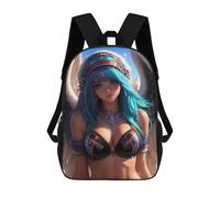 sinyumoney Angel with Blue Hair Anime Girl 17 Inch Backpacks Kids Schoolbag,3D Printed Elementary And Middle School Students Backpacks for Boys Girls