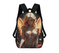 sinyumoney Angelic Figure with Golden Wings 3D Printed School Bag Children's School Backpack Schoolbags Travel Backpacks Casual Fashion Bag for Kids School Students 17inch