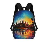 sinyumoney Angkor Wat Reflections School Backpack Secondary Causal Travel High School Bags for Camping Outdoor Adventures And Daily Travel 17inch