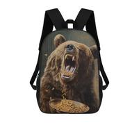 sinyumoney Angry Bear Ramen Noodles Backpacks Kids Student Schoolbag,3D Printed Backpacks,Elementary And Middle School Students Backpacks for Boys Girls 17inch
