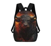 sinyumoney Angry Bull Backpack with Pocket 3D Printed Backpacks, Travel Rucksacks Book Bags Kids School Bag 17inch