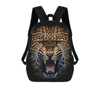 sinyumoney Angry Leopard Face Animal Children's School Backpack 3D Printed for Kids Travel Rucksacks Book Bags Kids School Bag 17inch