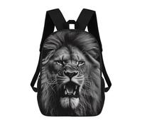 sinyumoney Angry Lion Black And White School Bag Backpack Teen Schoolbag 3D Printing Adjustable Schoolbag Fashion Pocket Bag for Kids Boys Girls Students And Teenagers Fans 17inch