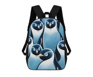 sinyumoney Angry Penguins Backpacks Kids Student Schoolbag,3D Printed Backpacks,Elementary And Middle School Students Backpacks for Boys Girls 17inch
