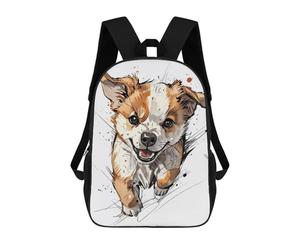 sinyumoney Angry Puppy Watercolor Art Backpack School Bag Water Resistant School Bag Business Backpack - Perfect for Travel, Work And Daily Use 17inch