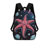 sinyumoney Angry Starfish Monster in Space Kids Children School Backpack 17 Inch Bookbags Casual Travel Rucksack Boys Girls Large Capacity Daypack 17inch