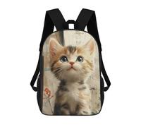 sinyumoney Animal Art Cat Cute Children's School Backpack 3D Printed for Kids Travel Rucksacks Book Bags Kids School Bag 17inch