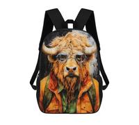sinyumoney Animal Buffalo Backpacks 3D Printed 17inch Kids School Backpack Outdoor Casual Daypack Casual Travel Bags for Middle School Students