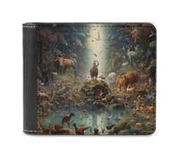 sinyumoney Animal Kingdom Gathering -2 3D Print Wallet Credit Card Cash Id Holder Slots Note Section Leather Wallet Craftsmanship Gifts 11.7cm*9.5cm