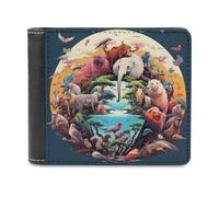 sinyumoney Animal Kingdom Gathering -3 3D Print Men's Wallet Holds Bills Credit Banknote Compartments Slim Elegant Purse Everyday Use 11.7cm*9.5cm