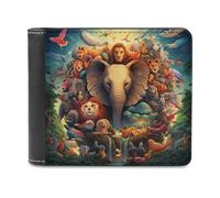 sinyumoney Animal Kingdom Gathering 3D Print Men's Wallet Credit Card Slots Slots Note Section Modern Style Purse Craftsmanship Gifts 11.7cm*9.5cm