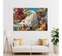 sinyumoney Animal Kingdom Gathering Art Work for Home Walls for Rustic Bath Decor Canvas Art 20x30inch(50x75cm)