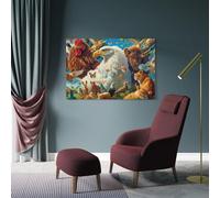 sinyumoney Animal Kingdom Gathering Art Work for Home Walls for Rustic Bath Decor Canvas Art 20x30inch(50x75cm)