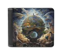 sinyumoney Animal Kingdom in Harmony 3D Print PU Leather Wallet ID RFID Blocking Banknote Compartments Durable Purse Youth Guys 11.7cm*9.5cm