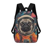 sinyumoney Animal Pug Astronaut Space Backpack School Bag Secondary Causal Travel High School Bags - Perfect for Travel, Work And Daily Use 17inch
