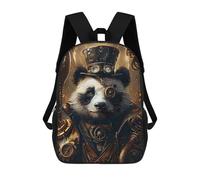 sinyumoney Animal Steampunk Panda Kids School Backpack School Bag 3D Printed School Bag for Boys Elementary And Middle School Students 17inch