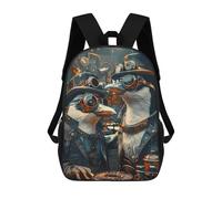 sinyumoney Animal Steampunk Penguin Children's Backpacks School Backpack 3D Printed Backpack for Kids Travel Rucksacks Book Bags Kids School Bag 17inch